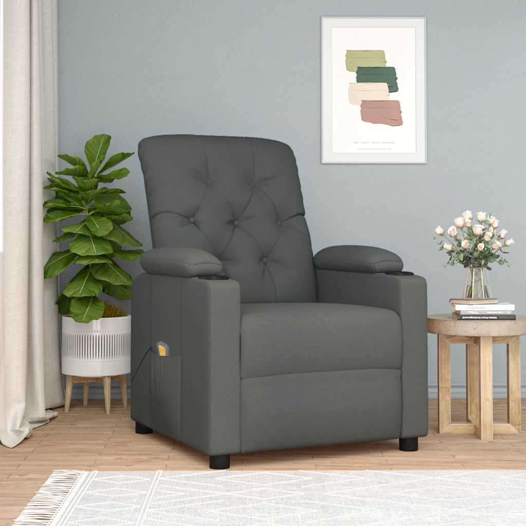 vidaXL Fotoliu de masaj, gri închis, material textil