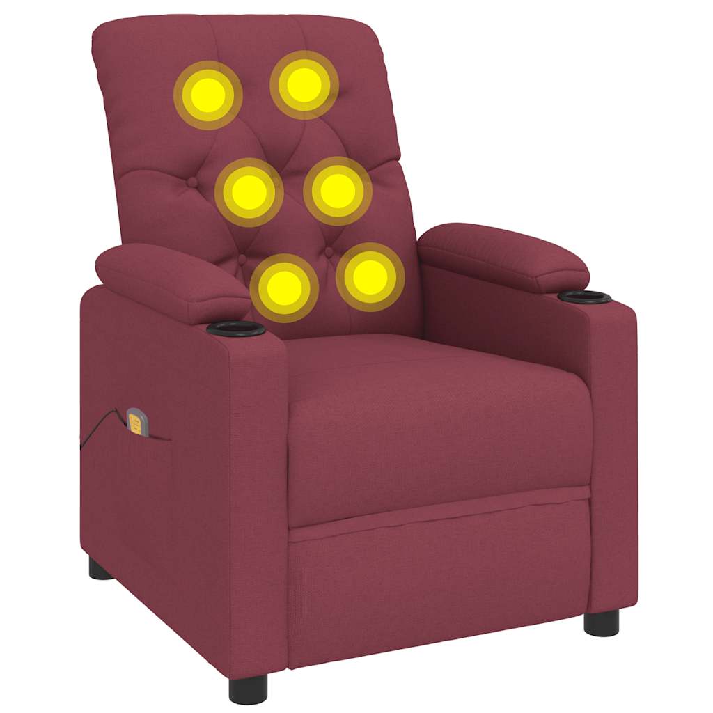 vidaXL Masážní křeslo vínové textil