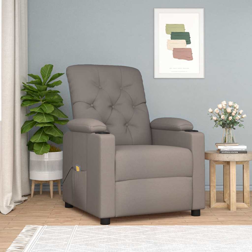 vidaXL Fotel masujcy, taupe, tkanina