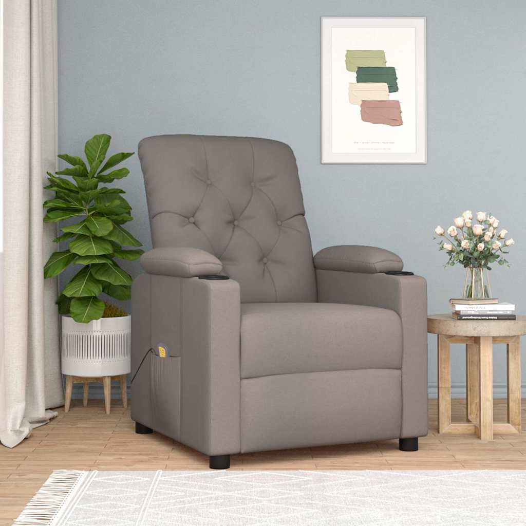 vidaXL Fotel masuj�cy, taupe, tkanina