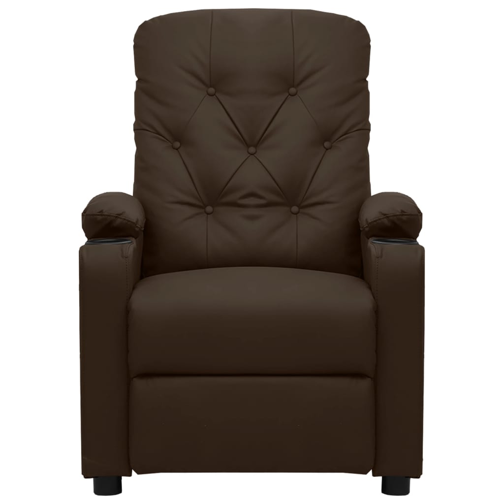 vidaXL Sillón reclinable de cuero sintético marrón