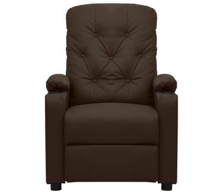 vidaXL Sillón reclinable de cuero sintético marrón