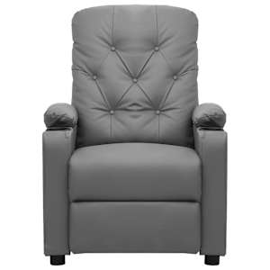 vidaXL Masažinis krėslas, pilkos spalvos, dirbtinė oda