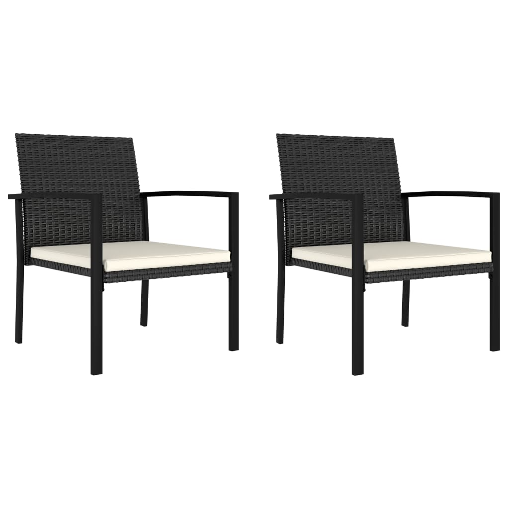 Garden Dining Chairs 2 Piece Poly Rattan Black