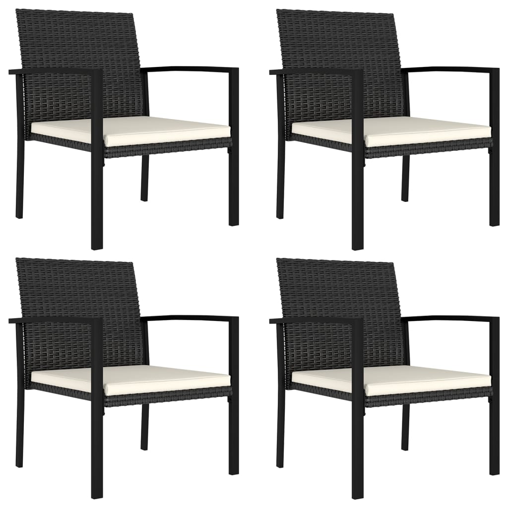 Garden Dining Chairs 4 Piece Poly Rattan Black
