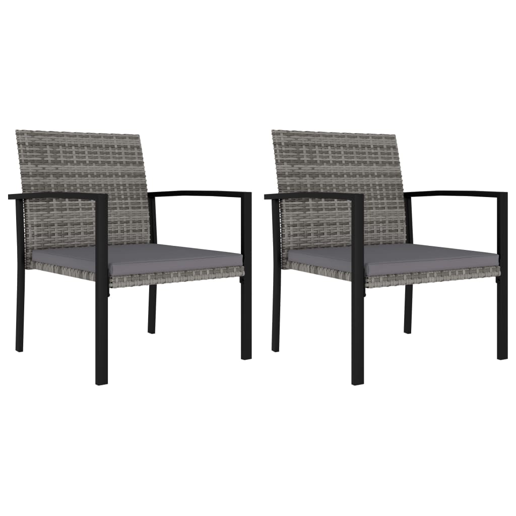 Garden Dining Chairs 2 Piece Poly Rattan Grey