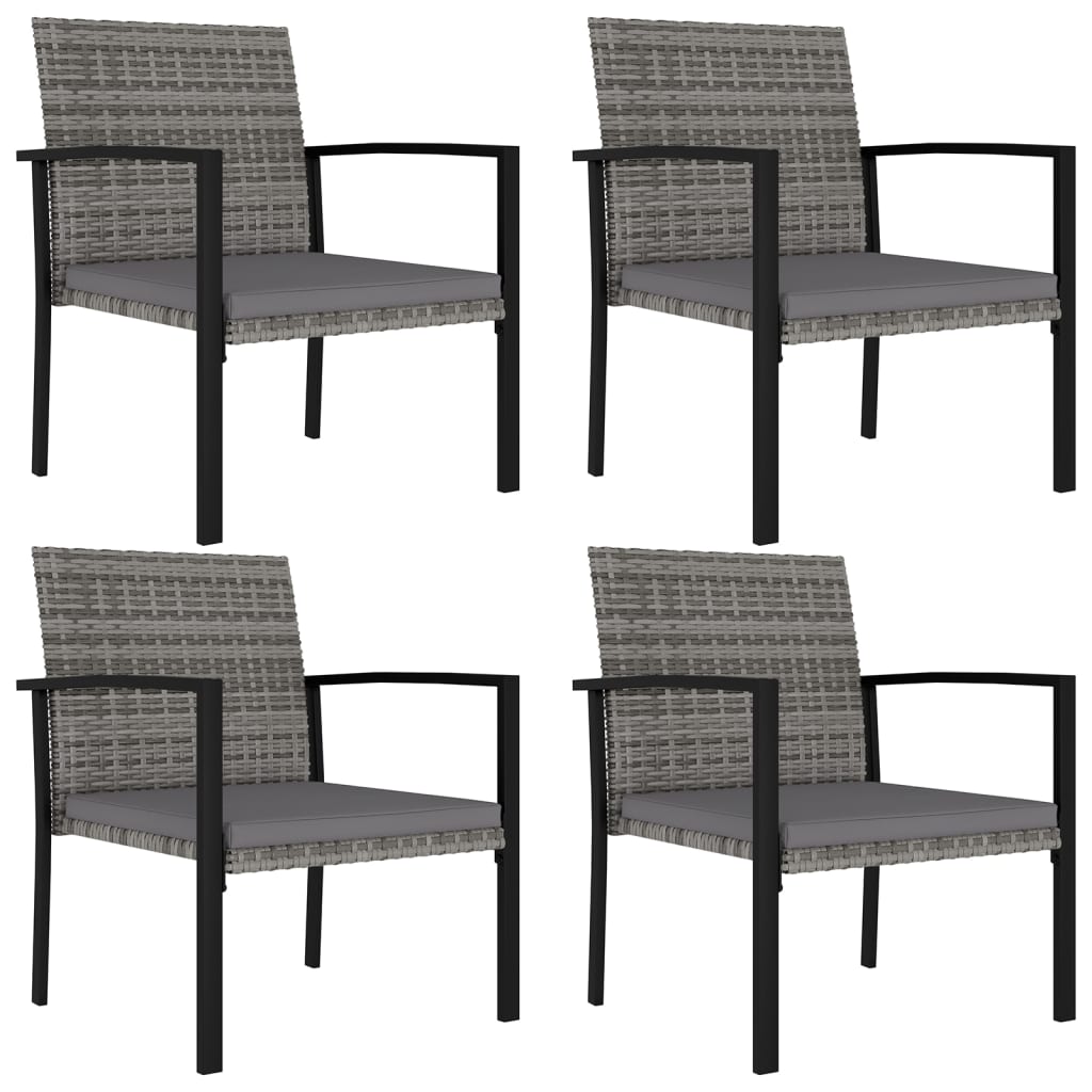 Garden Dining Chairs 4 Piece Poly Rattan Grey