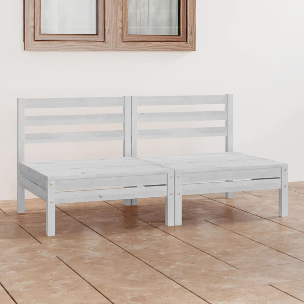 vidaXL Set mobilier de grădină cu 2 locuri, alb, lemn masiv de pin vidaXL