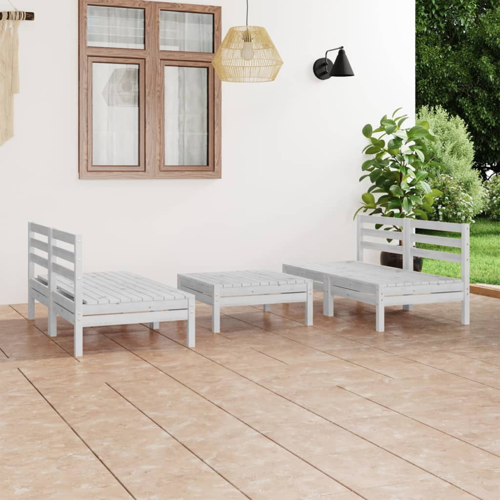 vidaXL Set mobilier de grădină, 5 piese, alb, lemn masiv de pin Mobila Laguna imagine noua