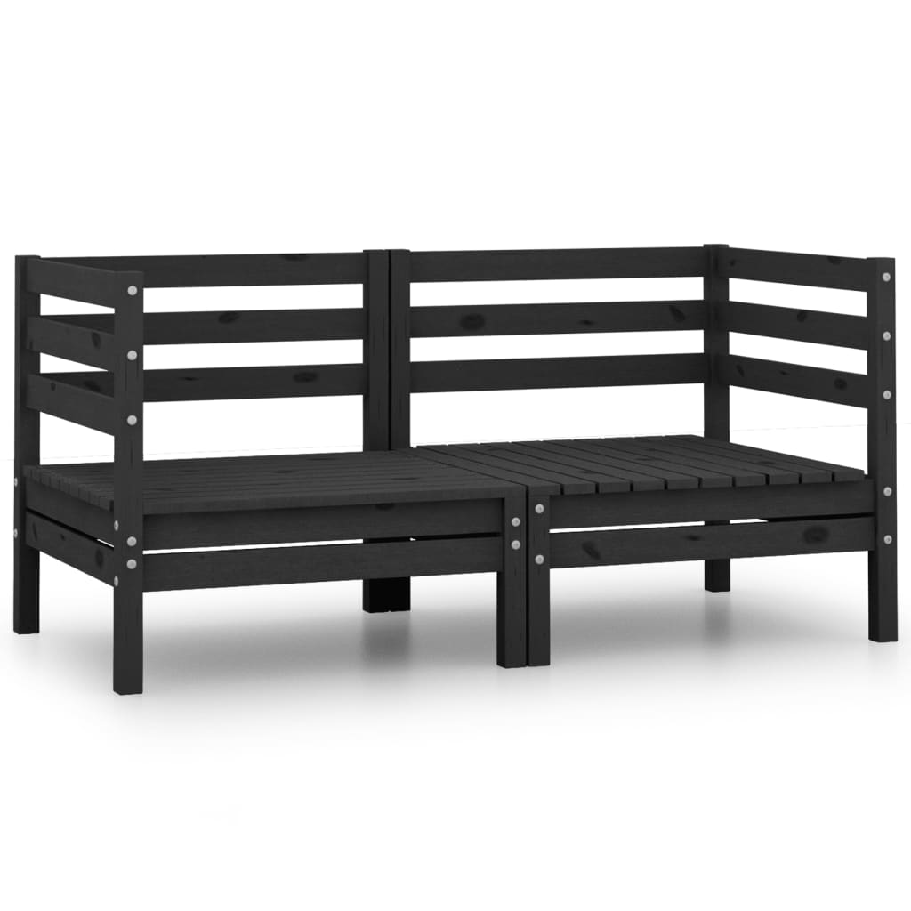 Thumbnail - vidaXL 2-Sitzer-Gartensofa Schwarz Kiefer Massivholz