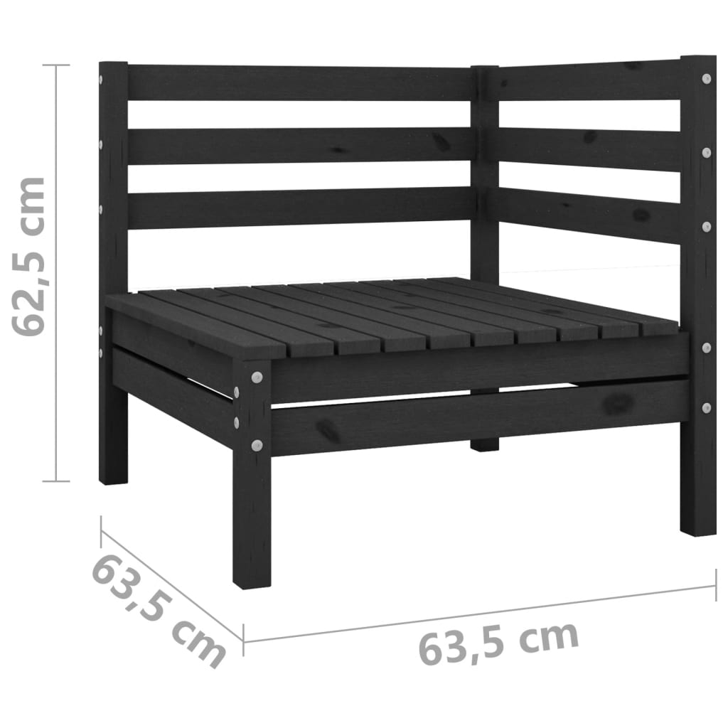 Ogrodowa sofa 2-osobowa, czarna, drewno sosnowe, wymiary: 63,5x63,5x62,5cm