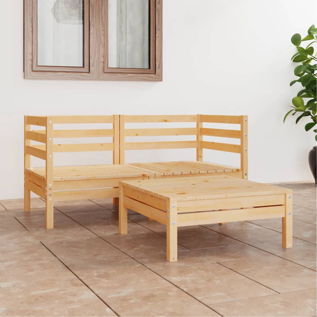 vida XL 3-tlg. Garten-Lounge-Set Kiefer Massivholz