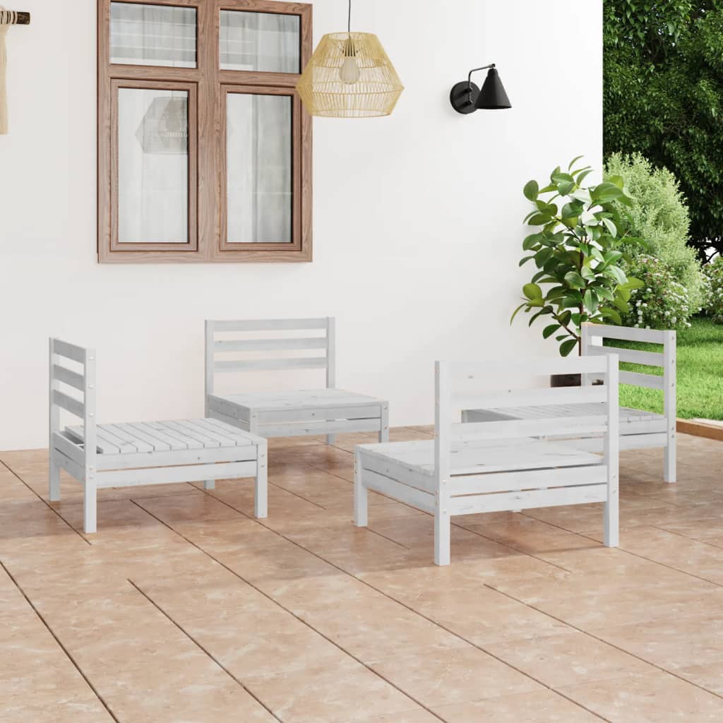 vidaXL Salon de jardin 4 pcs Blanc Bois de pin massif