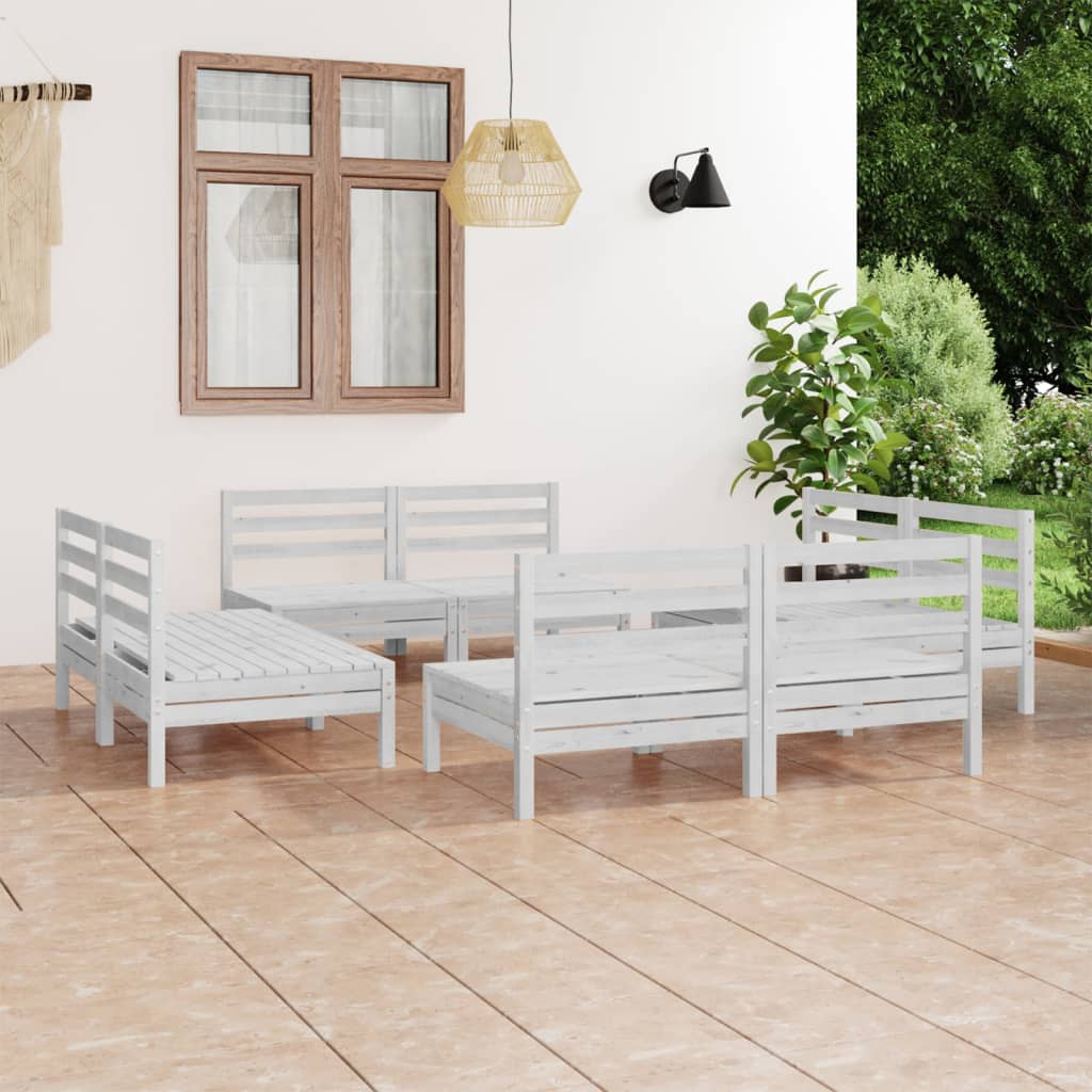 vidaXL 8-tlg. Garten-Lounge-Set Weiß Kiefer Massivholz