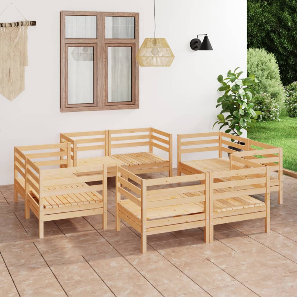 vidaXL Set Divani da Giardino 8 pz in Legno Massello di Pino