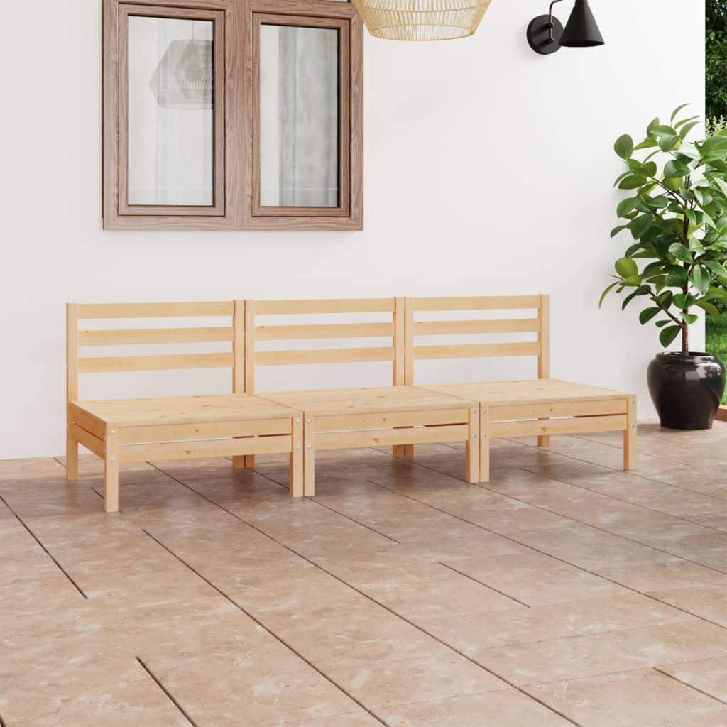 vidaXL 3-tlg. Garten-Lounge-Set Kiefer Massivholz