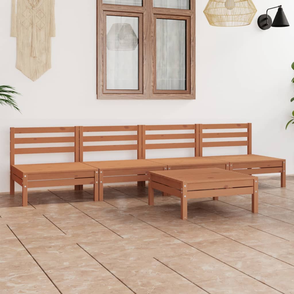 vidaXL 5-tlg. Garten-Lounge-Set Honigbraun Massivholz Kiefer