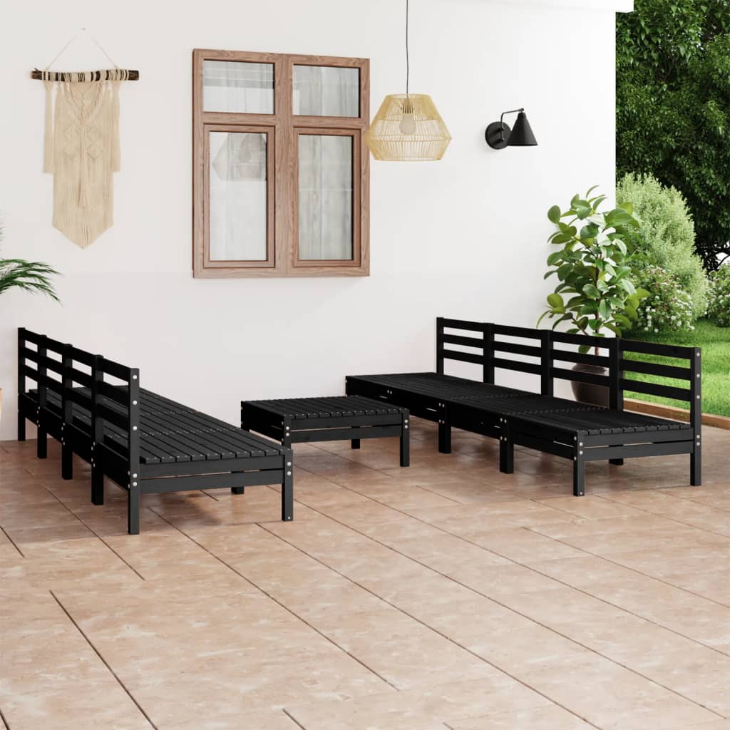 vida XL 9-tlg. Garten-Lounge-Set Schwarz Massivholz Kiefer