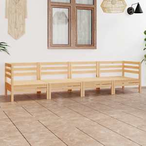 Vrtna sedežna garnitura 4-delna trdna borovina