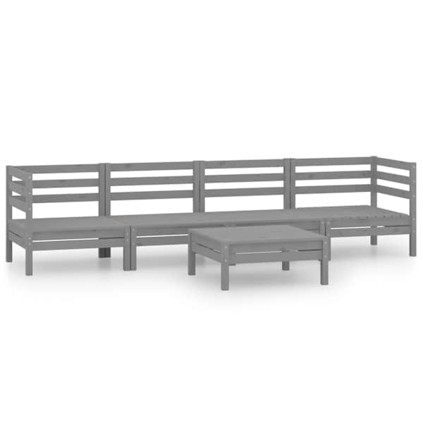 vidaXL 5-osaline aiadiivani komplekt, hall, t&auml;ism&auml;nnipuit