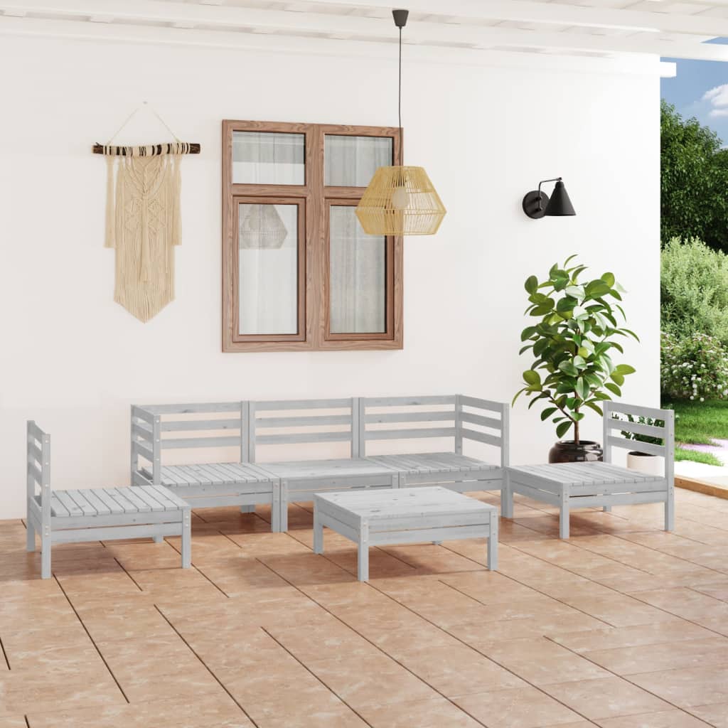 6-tlg. Garten-Lounge-Set Weiß Kiefer Massivholz kaufen