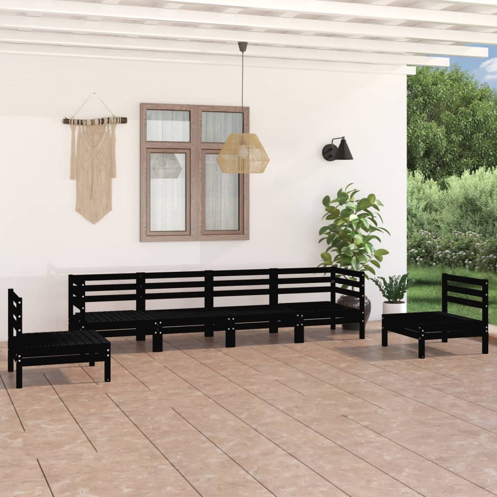 vidaXL 6-tlg. Garten-Lounge-Set Schwarz Massivholz Kiefer