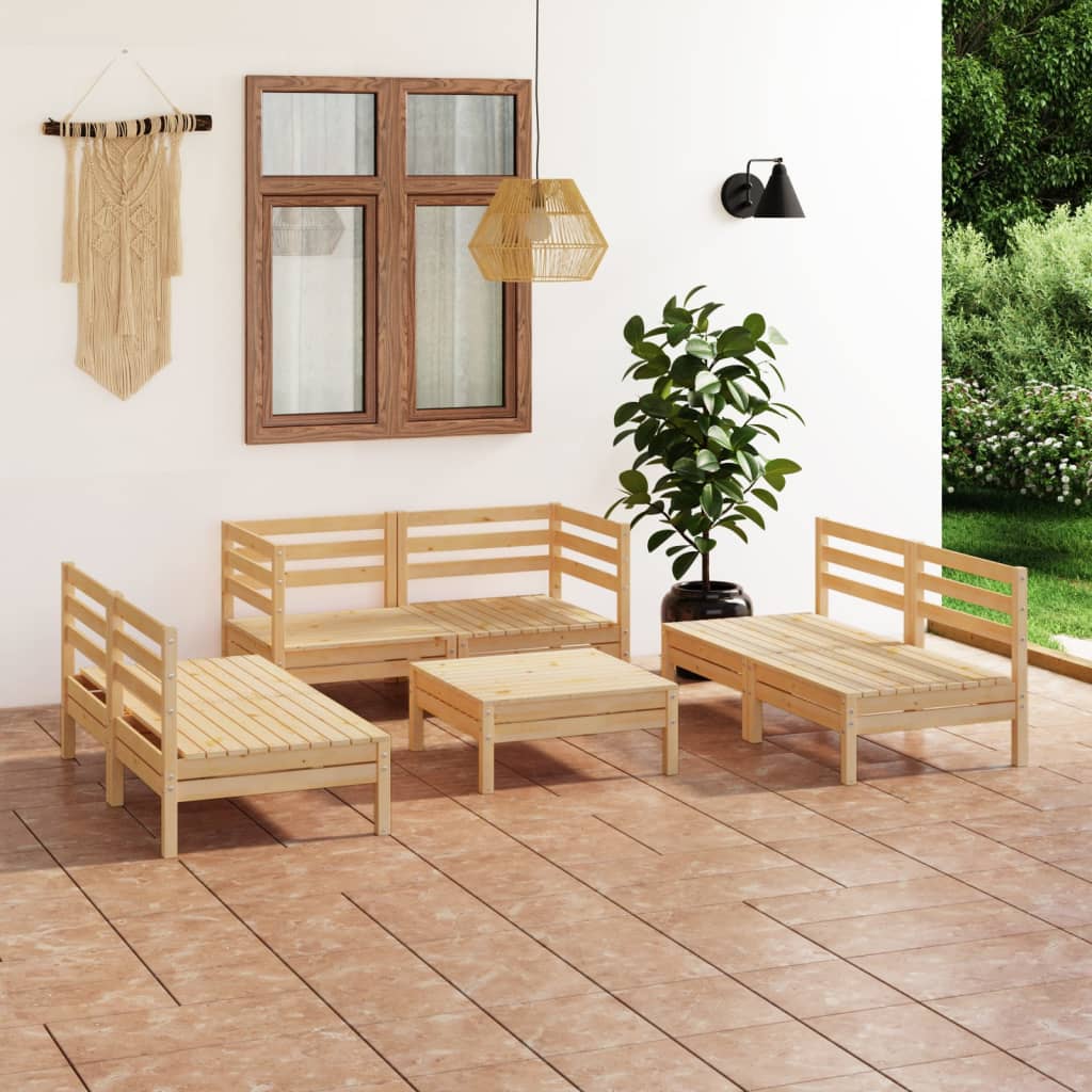 Salon de jardin 7 pcs Bois de pin massif