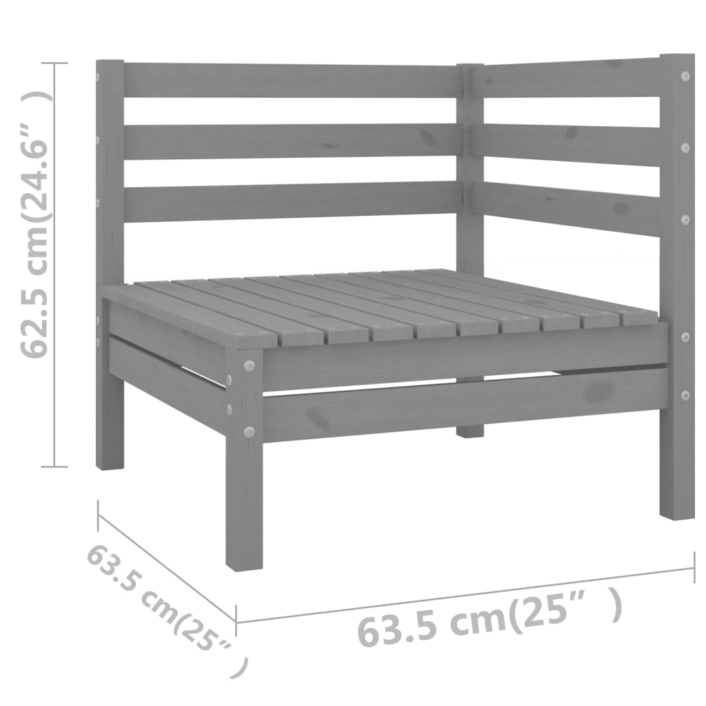 Set mobilier de grădină, 7 piese, gri, lemn masiv de pin