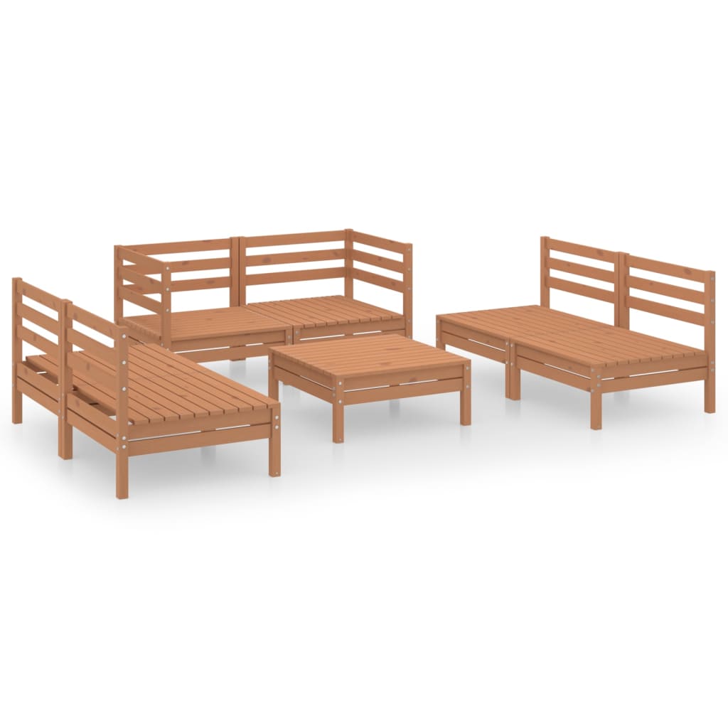 vidaXL 7-delige Loungeset massief grenenhout honingbruin