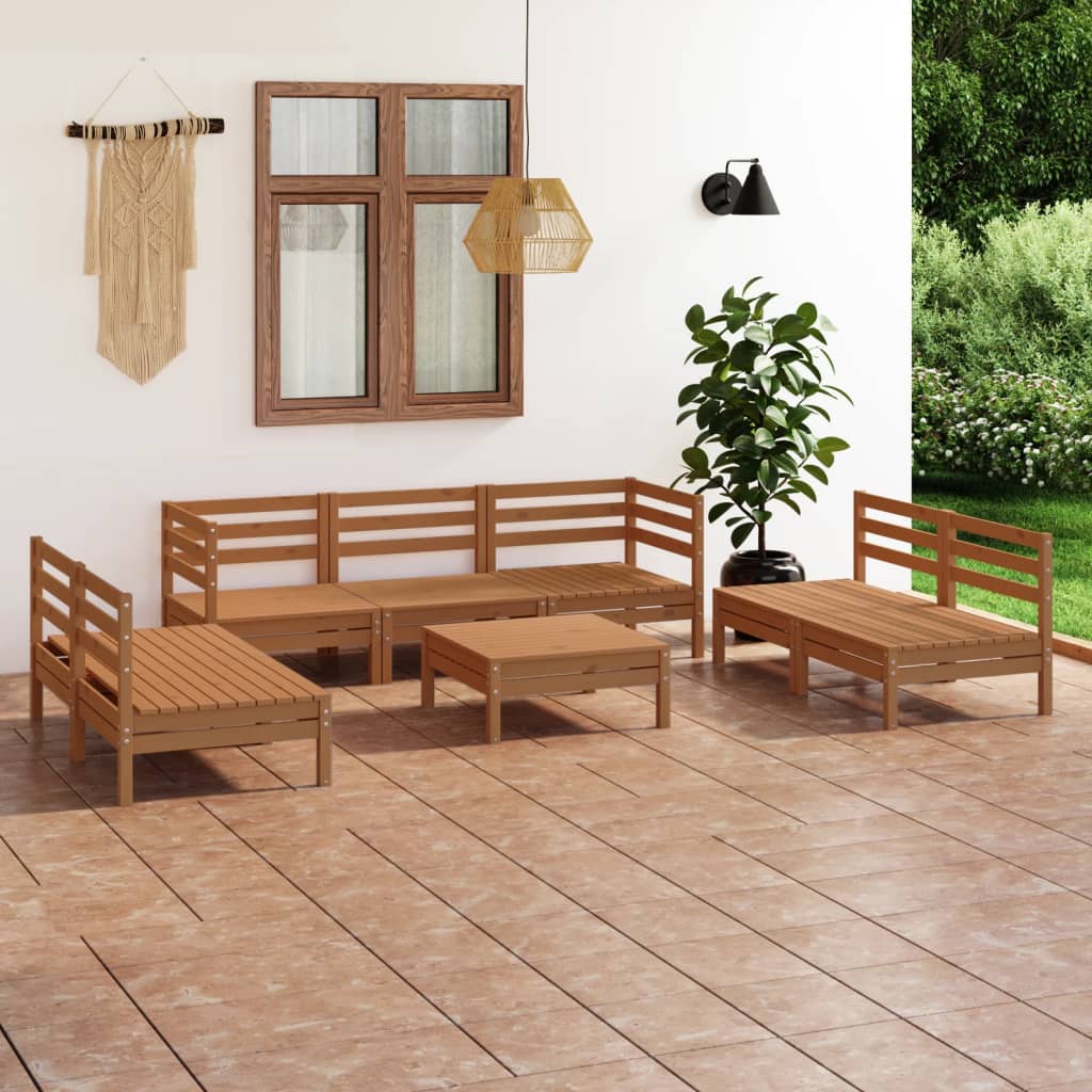 vidaXL 8-tlg. Garten-Lounge-Set Honigbraun Massivholz Kiefer