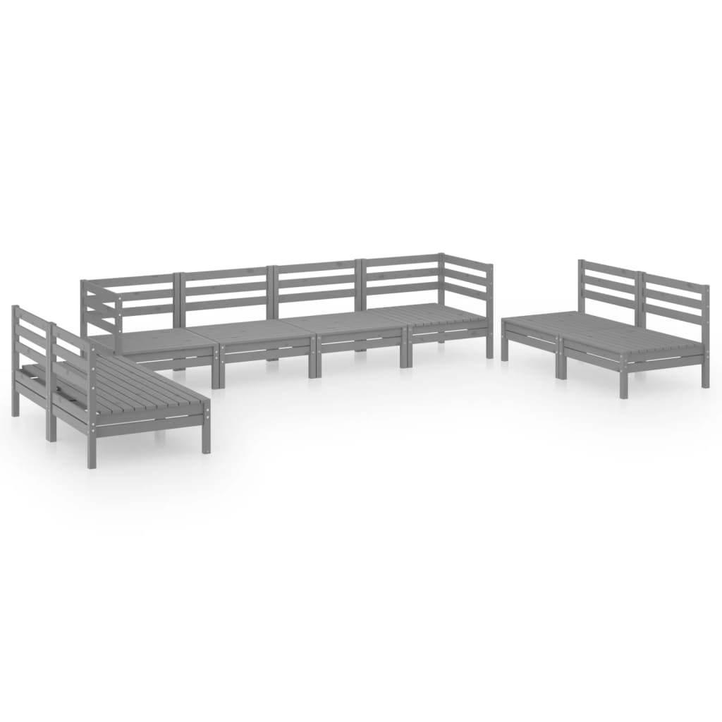Thumbnail - vidaXL 8-tlg. Garten-Lounge-Set Grau Massivholz Kiefer