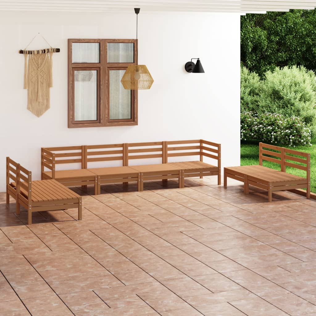 vidaXL Set mobilier de grădină, 8 piese, maro miere, lemn masiv de pin Gradina imagine noua