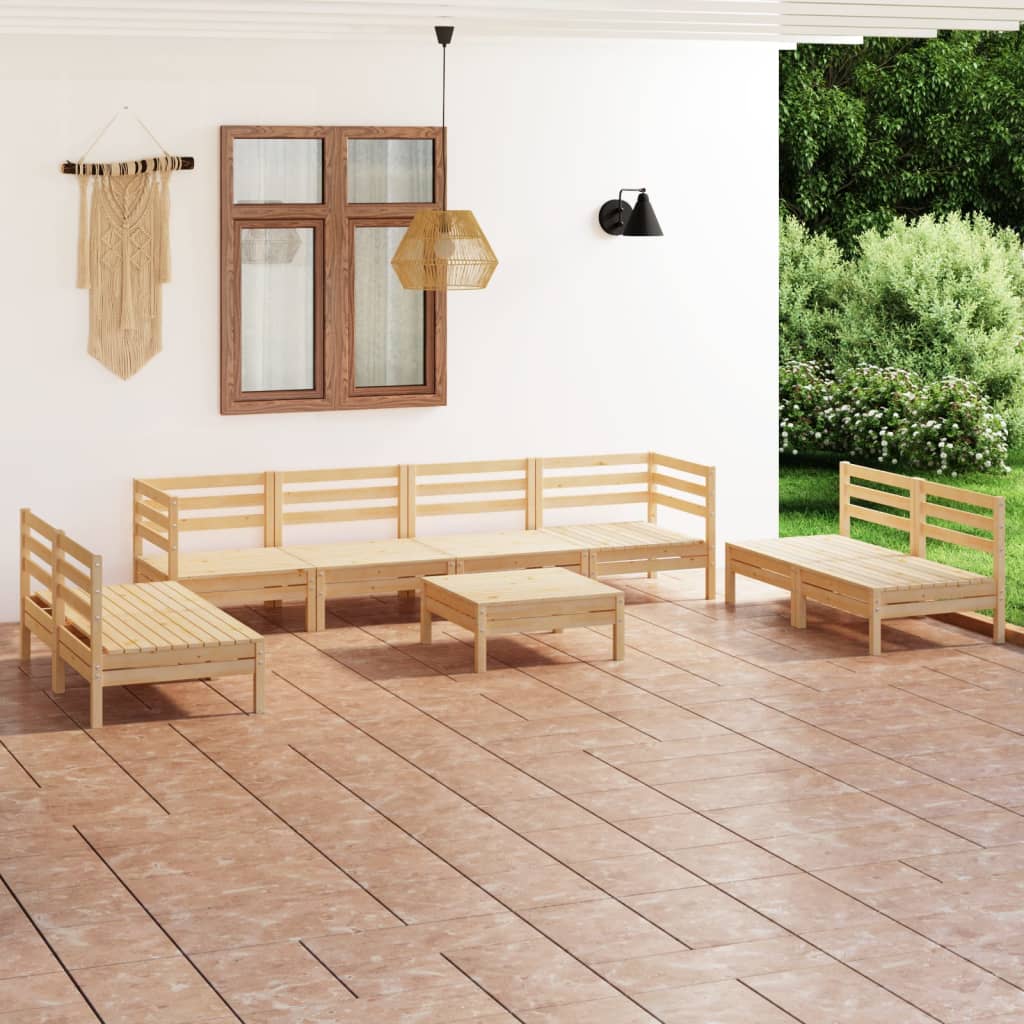 Salon de jardin 9 pcs Bois de pin massif