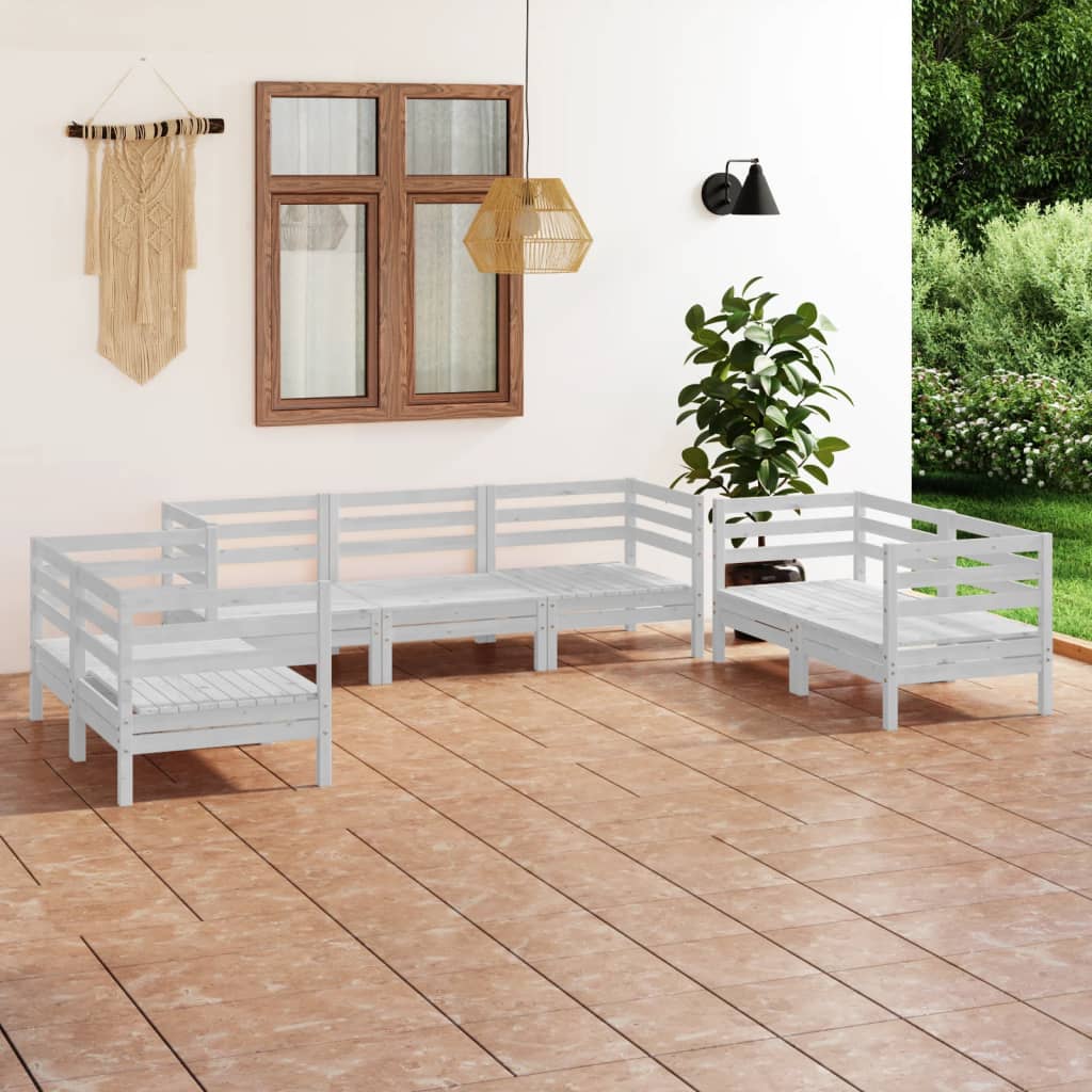 7-tlg. Garten-Lounge-Set Weiß Massivholz Kiefer | Stepinfit