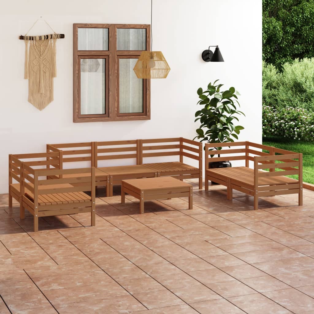 vidaXL Set mobilier de grădină, 8 piese, maro miere, lemn masiv de pin Mobila Laguna imagine noua