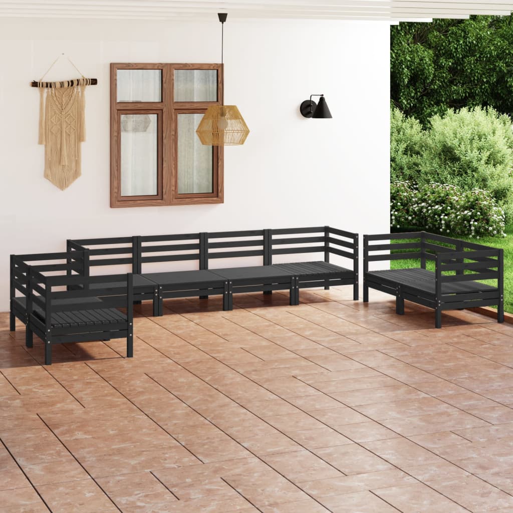 vidaXL Set mobilier de grădină cu perne, 11 piese, alb, lemn masiv pin vidaxl.ro