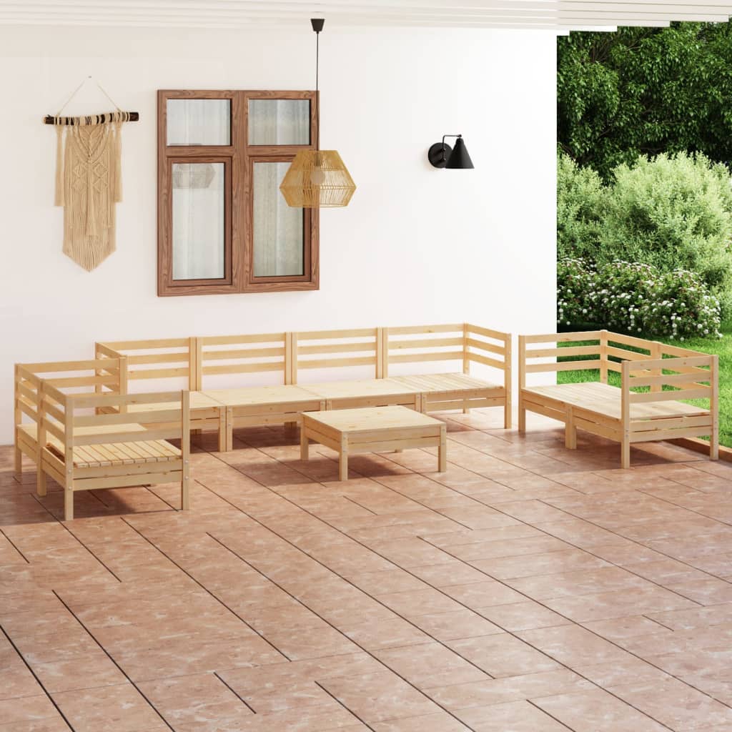 vidaXL Set mobilier de grădină, 9 piese, lemn masiv de pin vidaXL imagine model 2022