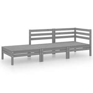 vidaXL 3-osaline aiadiivanikomplekt, hall, t&auml;ism&auml;nnipuit