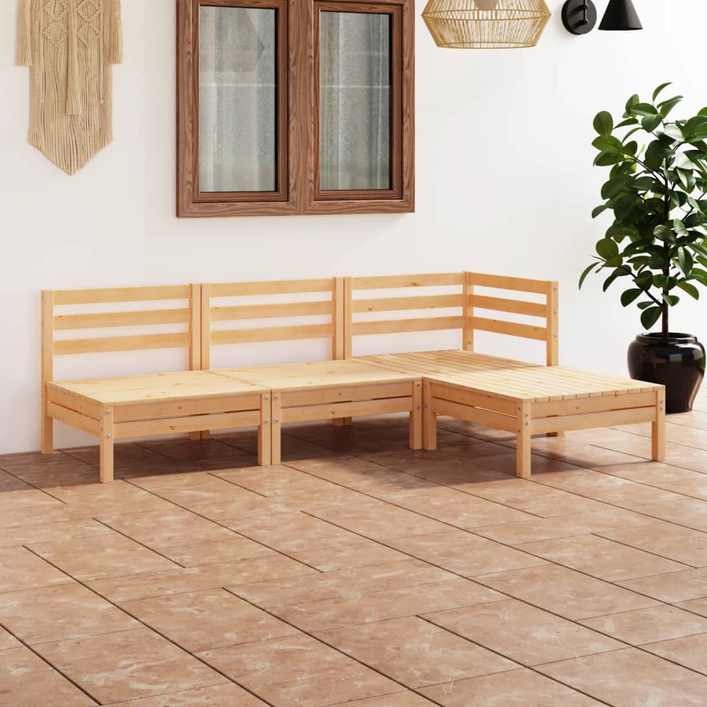 vidaXL 4-tlg. Garten-Lounge-Set Massivholz Kiefer