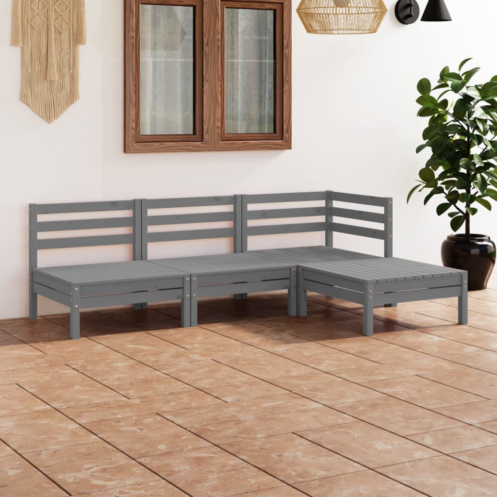 Drewniany Zestaw Wypoczynkowy Ogrodowy - Sosna, Szary, 63,5x63,5x62,5 cm