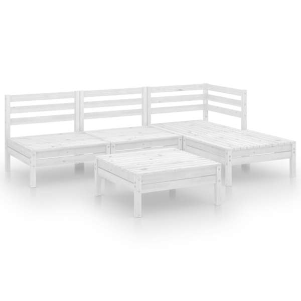 vidaXL 5-osaline aiadiivanikomplekt, valge, t&auml;ism&auml;nnipuit