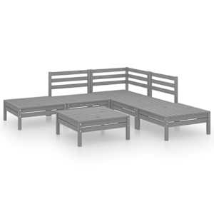 vidaXL 6-osaline aiadiivanikomplekt, hall, t&auml;ism&auml;nnipuit