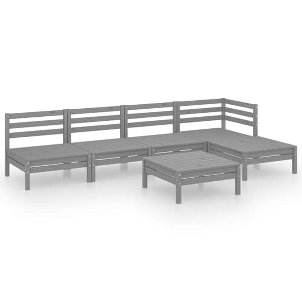 vidaXL 6-osaline aiam&ouml;&ouml;bli komplekt, t&auml;ism&auml;nnipuit, hall