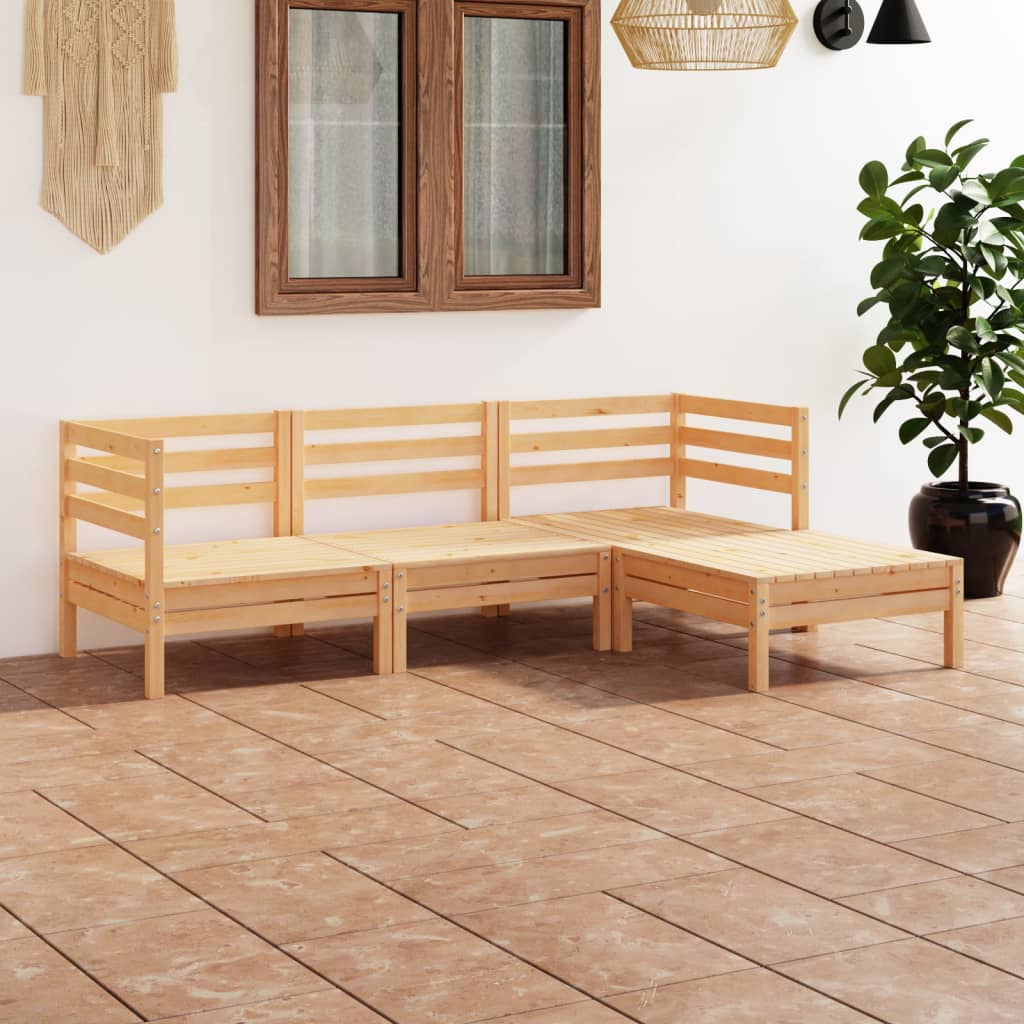 4-tlg. Garten-Lounge-Set Massivholz Kiefer