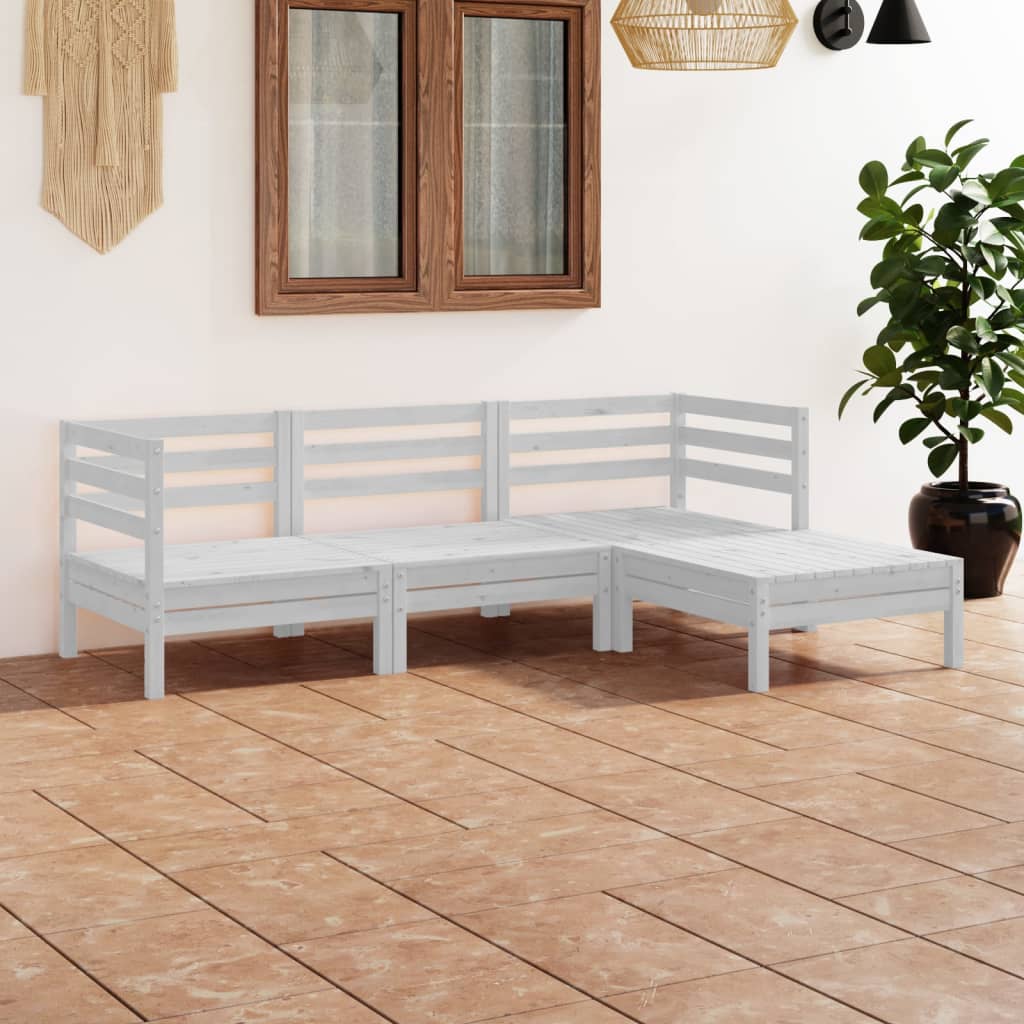 vidaXL 4-tlg. Garten-Lounge-Set Massivholz Kiefer Weiß