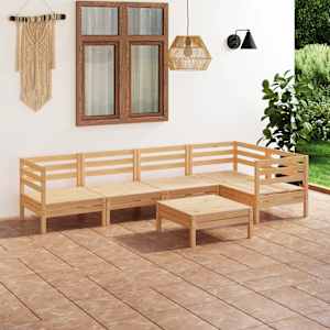 Vrtna sedežna garnitura 6-delna trdna borovina