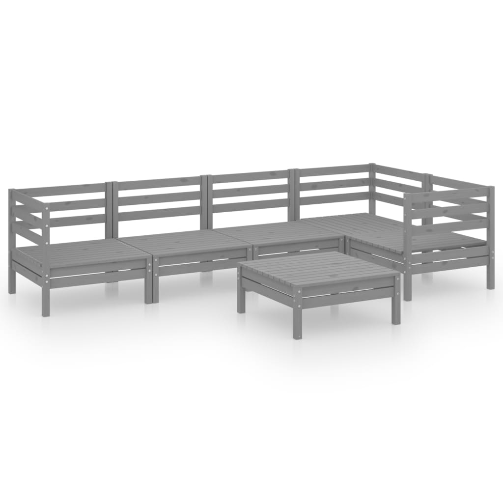 Thumbnail - vidaXL 6-tlg. Garten-Lounge-Set Massivholz Kiefer Grau
