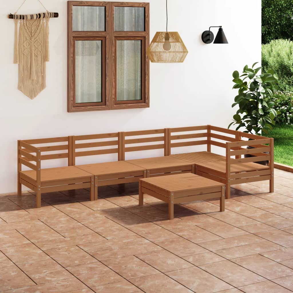 Vidaxl Set Mobilier De Gradina, 6 Piese, Maro Miere, Lemn Masiv De Pin