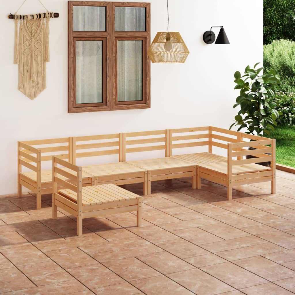 vidaXL Set Divani da Giardino 6 pz in Legno Massello di Pino