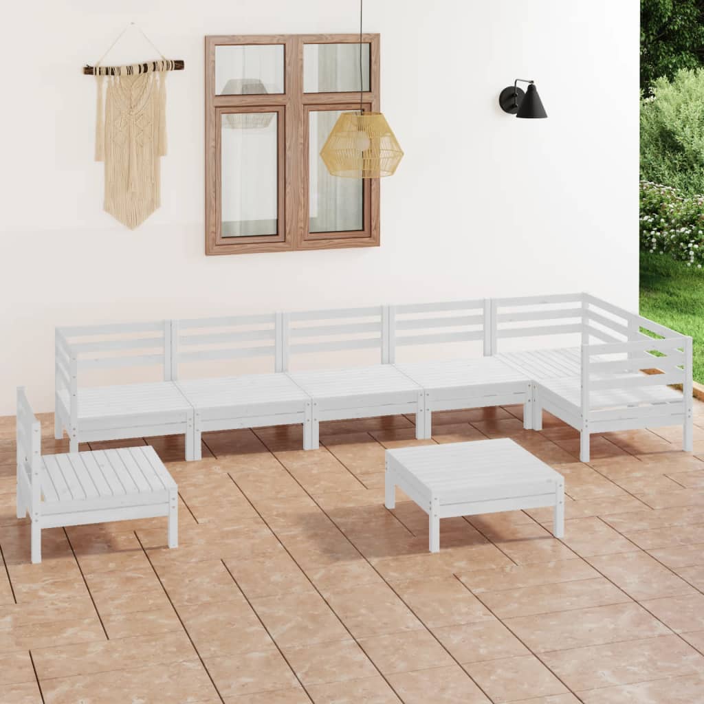 vidaXL 8-cz. zestaw wypoczynkowy do ogrodu, bia�y, drewno sosnowe